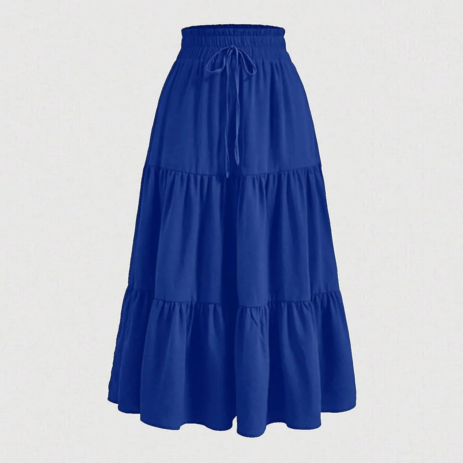 Ruffle Tiered Skirt for Women Summer High Waist Pleated A-Line Flowy Beach Skirts Casual Fashion Vacation Long Skirt