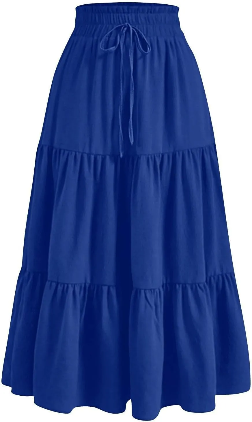 Ruffle Tiered Skirt for Women Summer High Waist Pleated A-Line Flowy Beach Skirts Casual Fashion Vacation Long Skirt