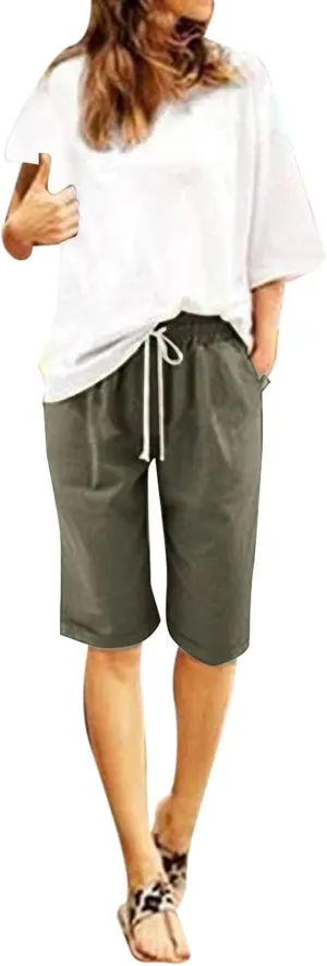 sdbrld Bermuda Shorts for Women Plus Size,Womens Bermuda Shorts for Summer Casual Workout High Waisted Soft Bermuda Shorts