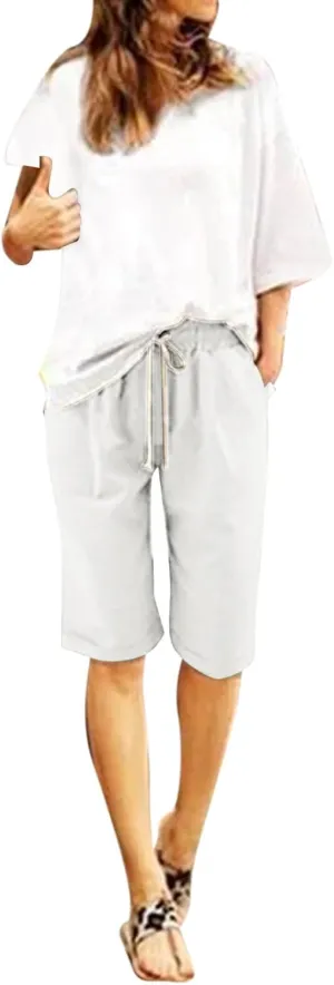 sdbrld Bermuda Shorts for Women Plus Size,Womens Bermuda Shorts for Summer Casual Workout High Waisted Soft Bermuda Shorts