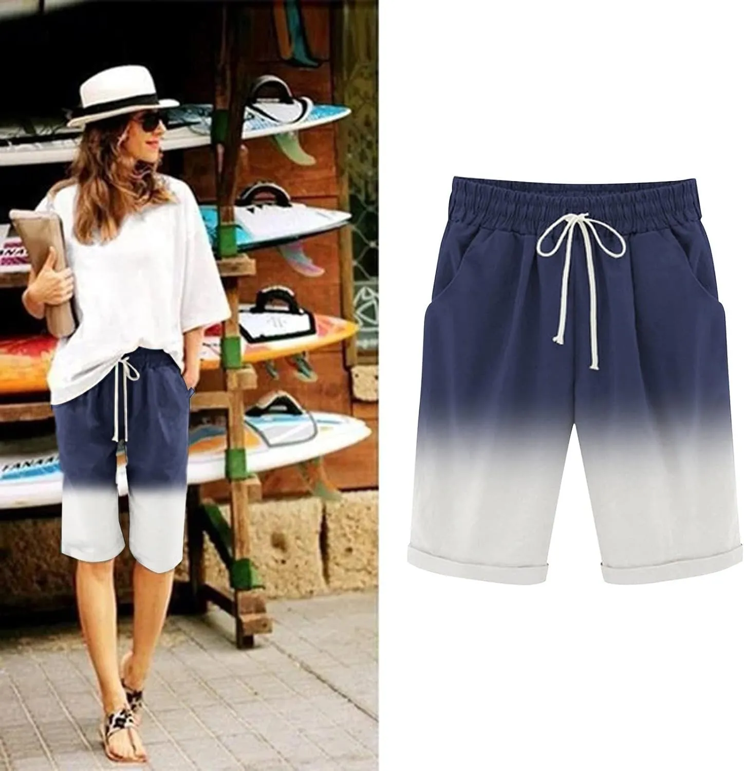sdbrld Bermuda Shorts for Women Plus Size,Womens Bermuda Shorts for Summer Casual Workout High Waisted Soft Bermuda Shorts