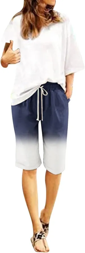 sdbrld Bermuda Shorts for Women Plus Size,Womens Bermuda Shorts for Summer Casual Workout High Waisted Soft Bermuda Shorts