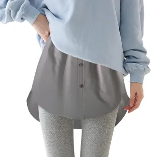 Shirt Extenders for Women Solid Color Mini Removable Layering Skirts Button Up Half Length Undershirt Fake Skirt Slip