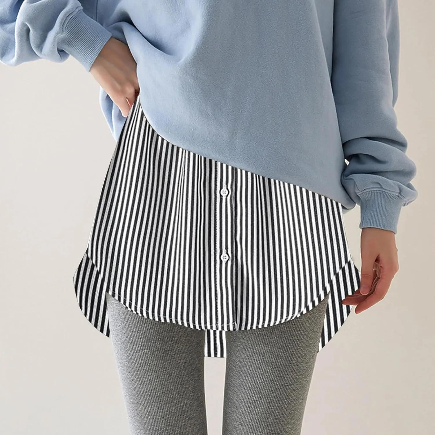 Shirt Extenders for Women Solid Color Mini Removable Layering Skirts Button Up Half Length Undershirt Fake Skirt Slip