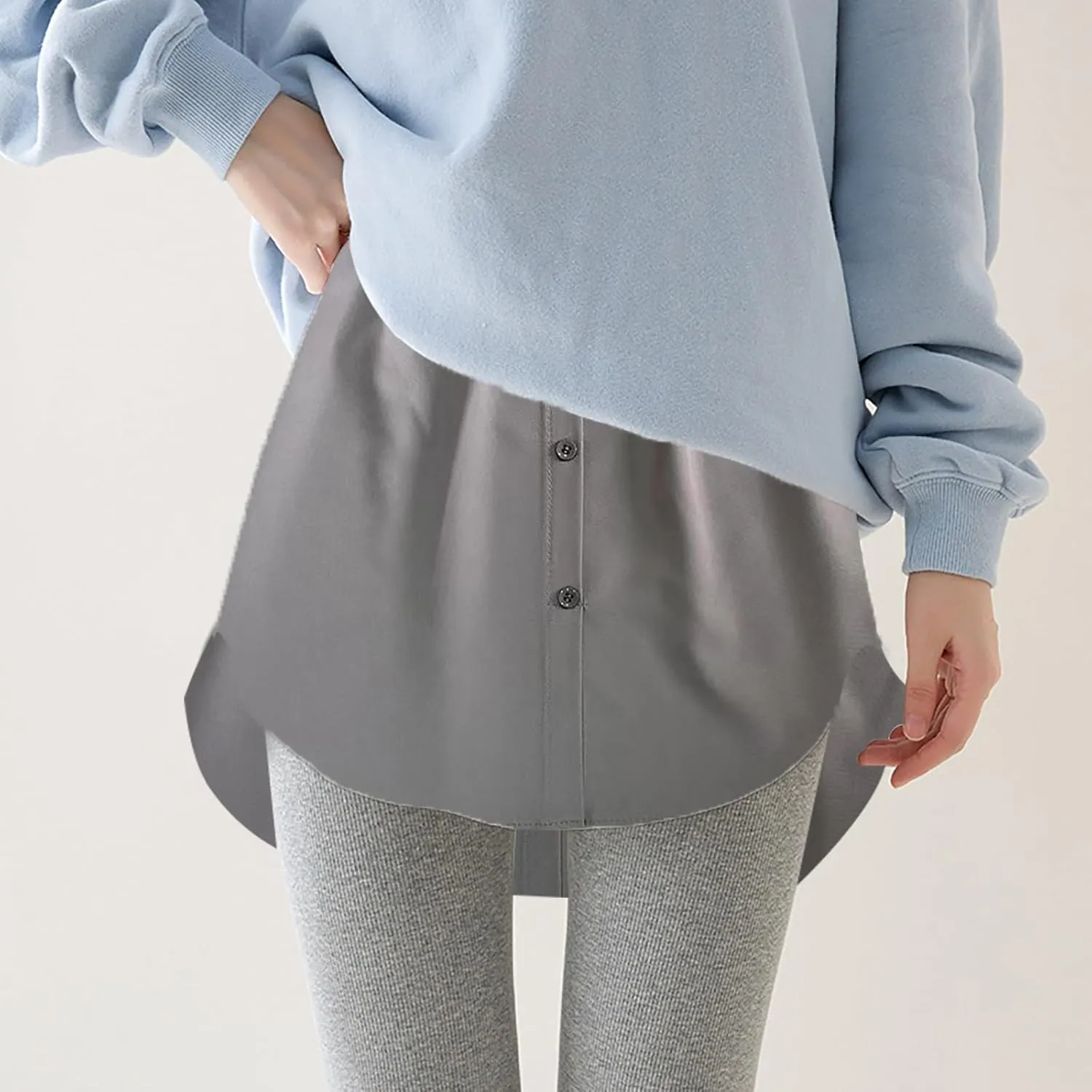 Shirt Extenders for Women Solid Color Mini Removable Layering Skirts Button Up Half Length Undershirt Fake Skirt Slip