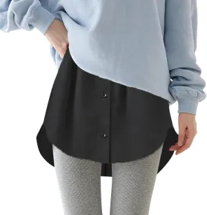 Shirt Extenders for Women Solid Color Mini Removable Layering Skirts Button Up Half Length Undershirt Fake Skirt Slip