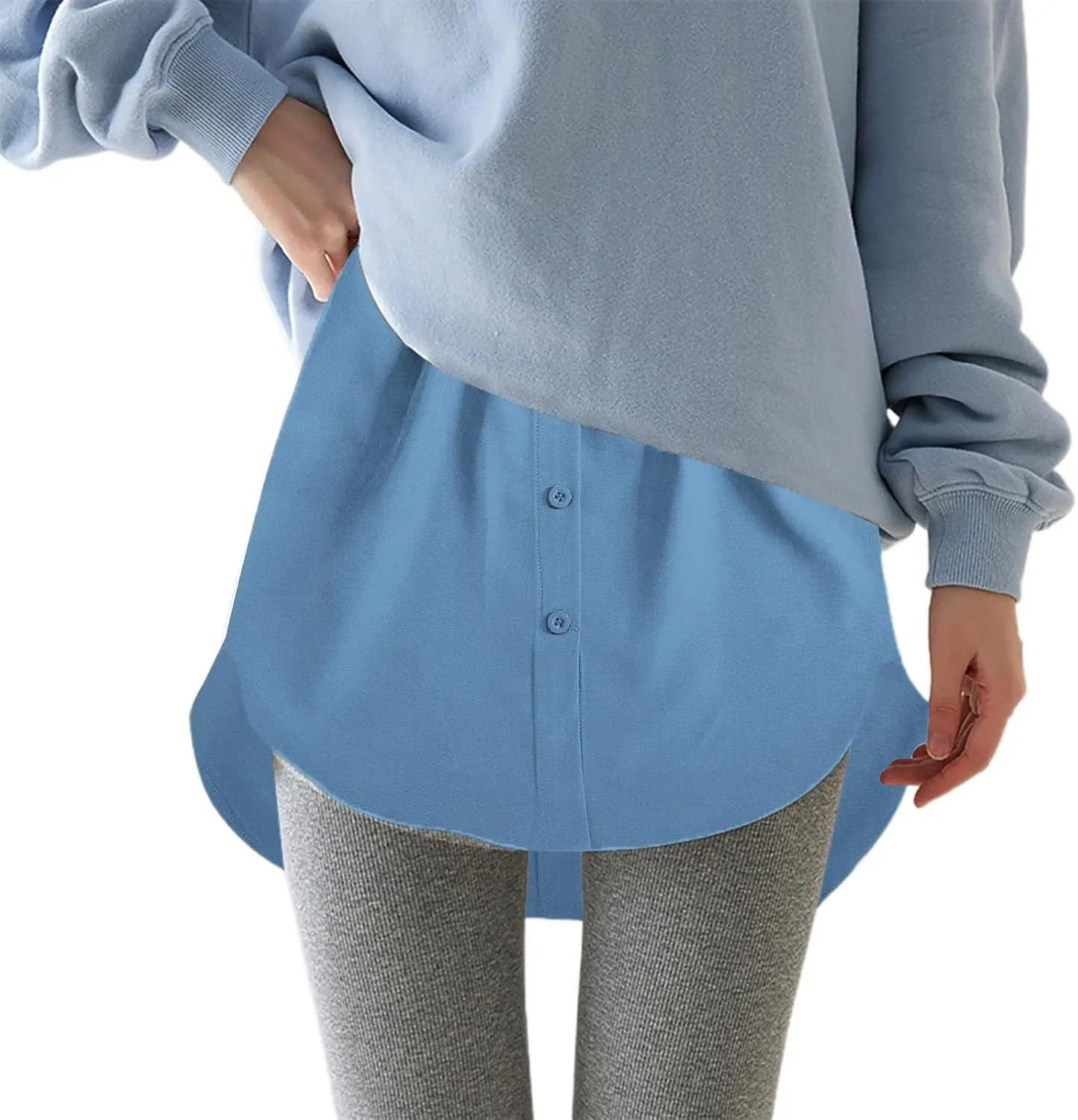 Shirt Extenders for Women Solid Color Mini Removable Layering Skirts Button Up Half Length Undershirt Fake Skirt Slip