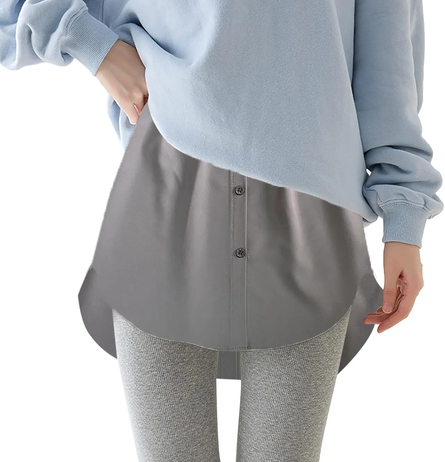 Shirt Extenders for Women Solid Color Mini Removable Layering Skirts Button Up Half Length Undershirt Fake Skirt Slip
