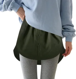 Shirt Extenders for Women Solid Color Mini Removable Layering Skirts Button Up Half Length Undershirt Fake Skirt Slip