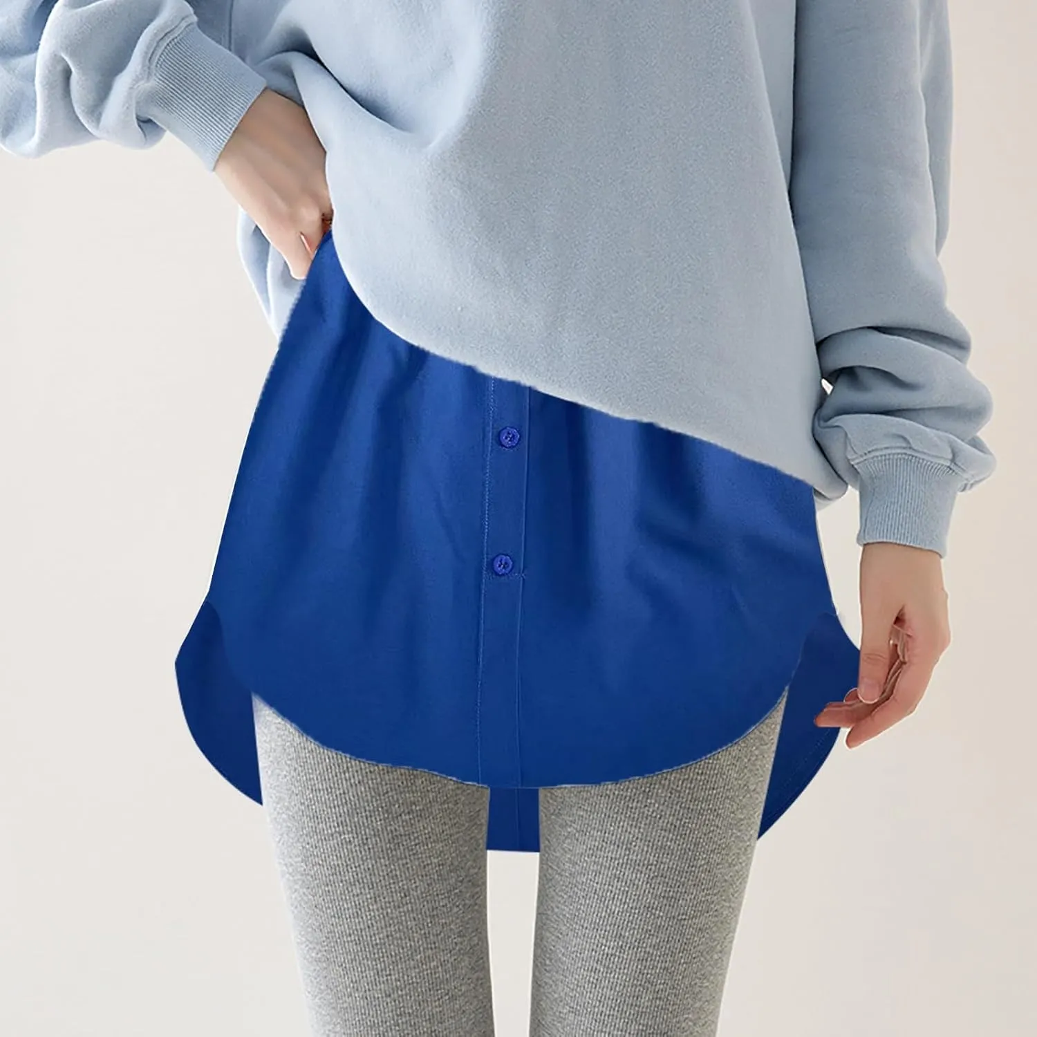 Shirt Extenders for Women Solid Color Mini Removable Layering Skirts Button Up Half Length Undershirt Fake Skirt Slip