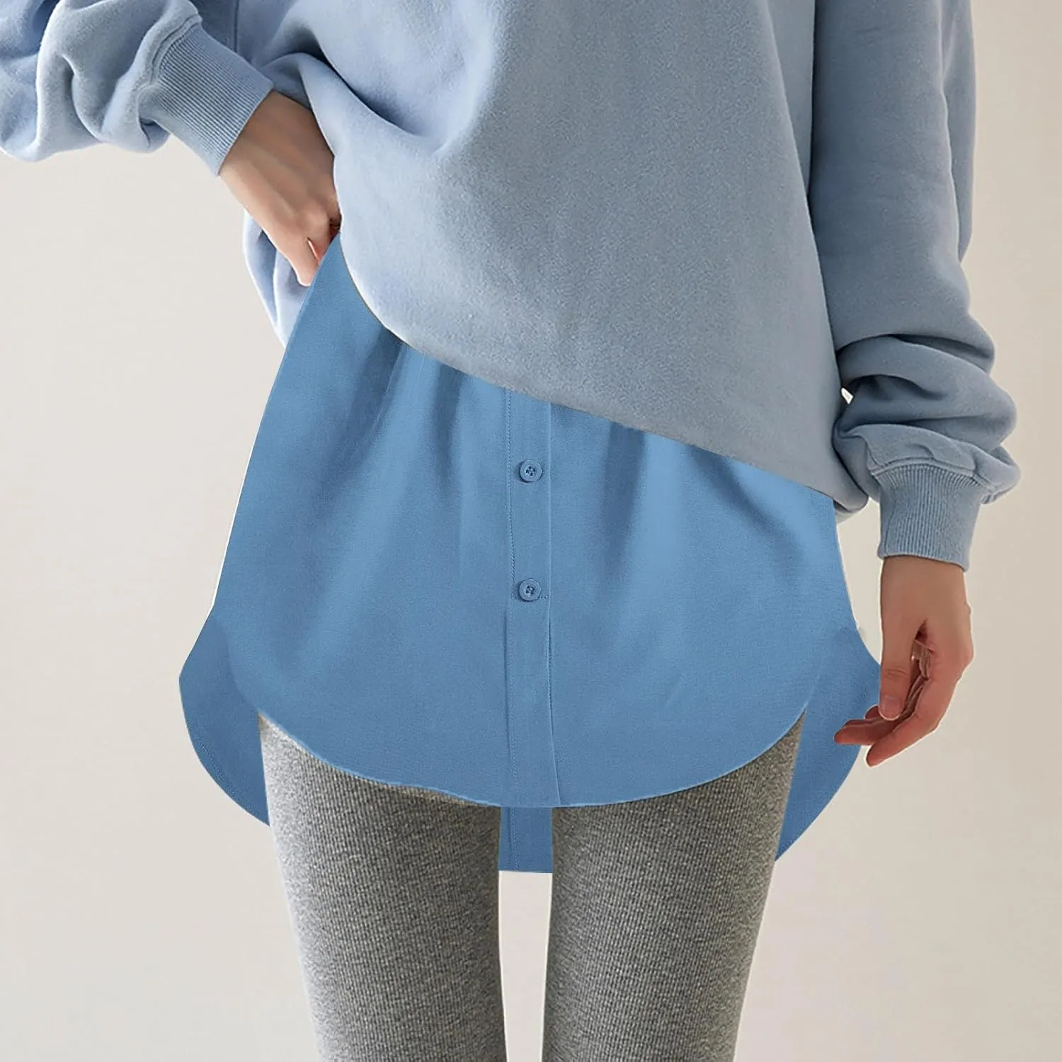 Shirt Extenders for Women Solid Color Mini Removable Layering Skirts Button Up Half Length Undershirt Fake Skirt Slip