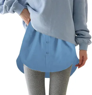 Shirt Extenders for Women Solid Color Mini Removable Layering Skirts Button Up Half Length Undershirt Fake Skirt Slip