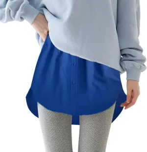 Shirt Extenders for Women Solid Color Mini Removable Layering Skirts Button Up Half Length Undershirt Fake Skirt Slip