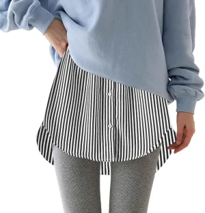 Shirt Extenders for Women Solid Color Mini Removable Layering Skirts Button Up Half Length Undershirt Fake Skirt Slip
