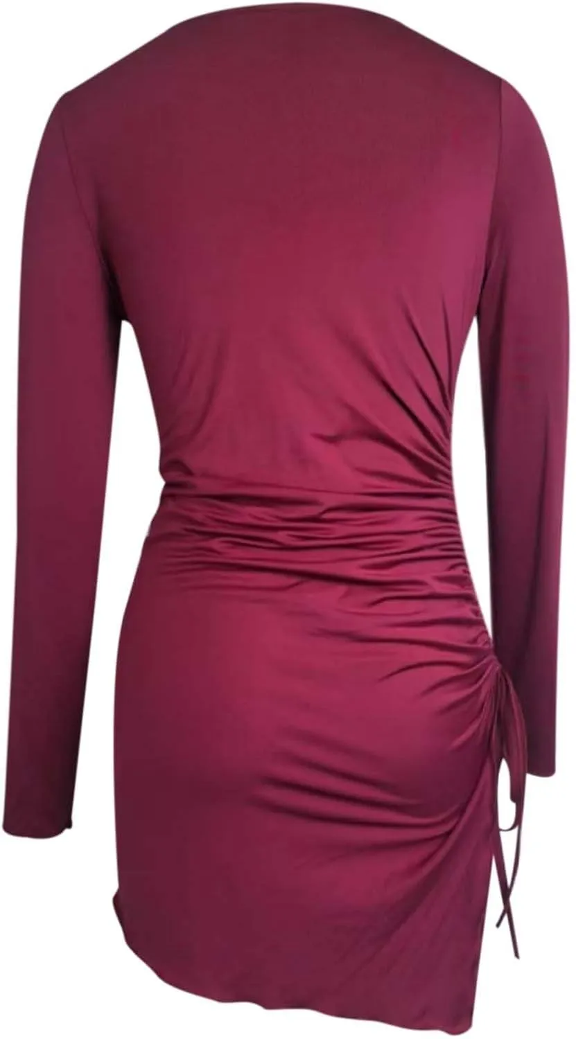 Short Dresses for Wedding Guest Elegant Stetchy Long Sleeve Bodycon Mini Sweater Dress Boho Wedding Hawaii Outfits