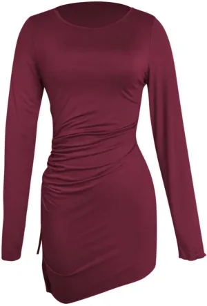 Short Dresses for Wedding Guest Elegant Stetchy Long Sleeve Bodycon Mini Sweater Dress Boho Wedding Hawaii Outfits