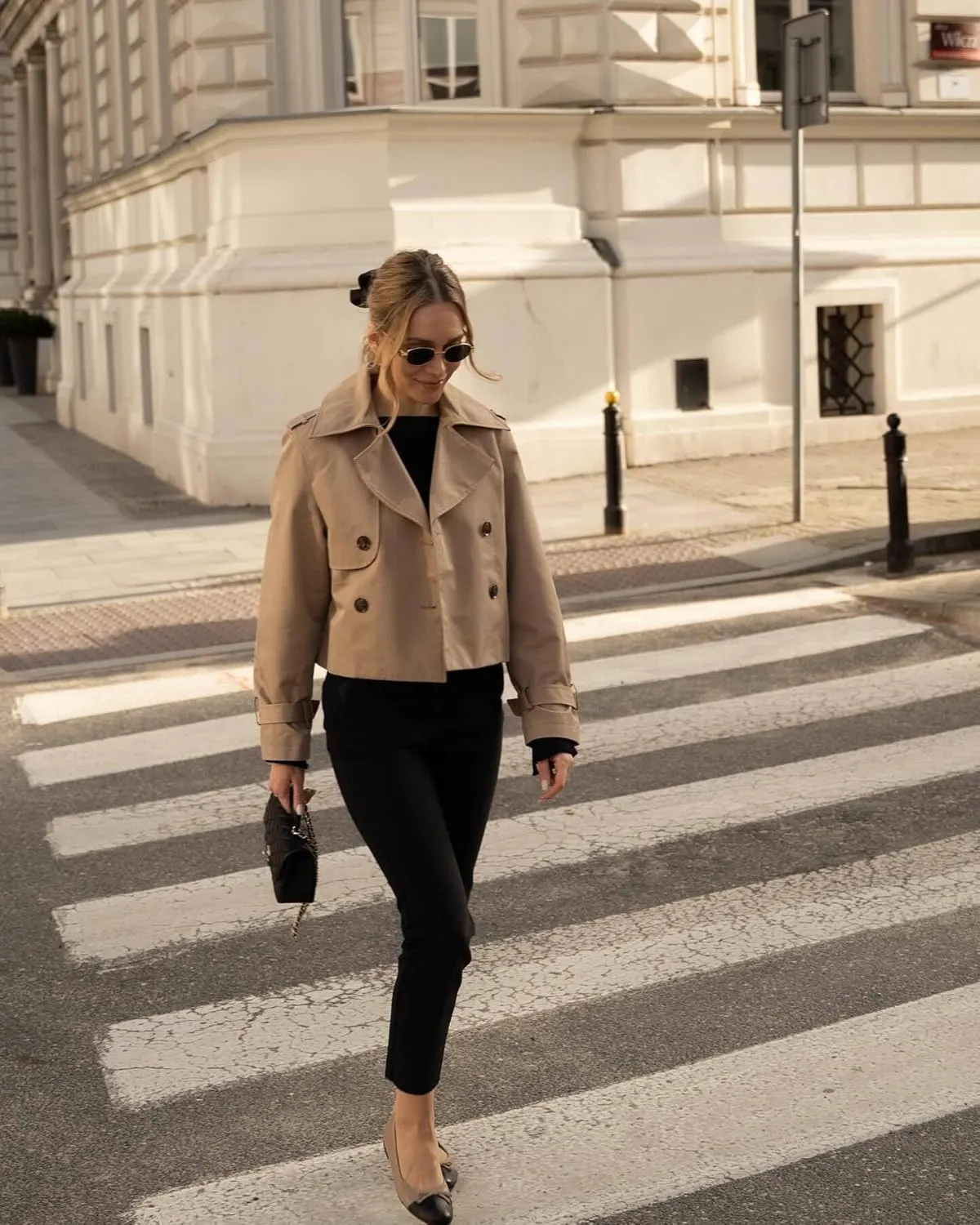 Short Trench Coat for Women, Double Breasted Long Sleeve Lapel Casual Jackets Outerwear with Pockets