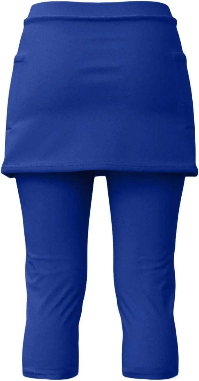 Skirted Leggings for Women Athletic Pickleball Tennis Skorts Capris Elastic Waist Workout Gym Yoga Legging with Skirt