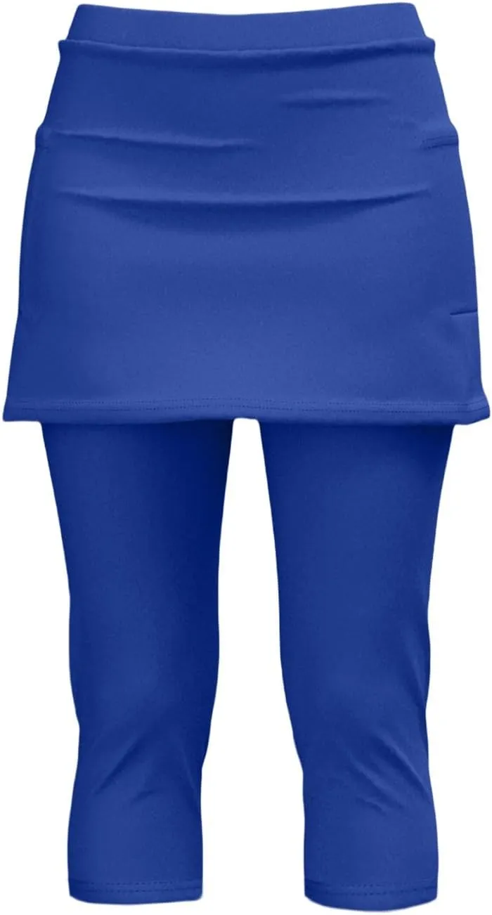 Skirted Leggings for Women Athletic Pickleball Tennis Skorts Capris Elastic Waist Workout Gym Yoga Legging with Skirt