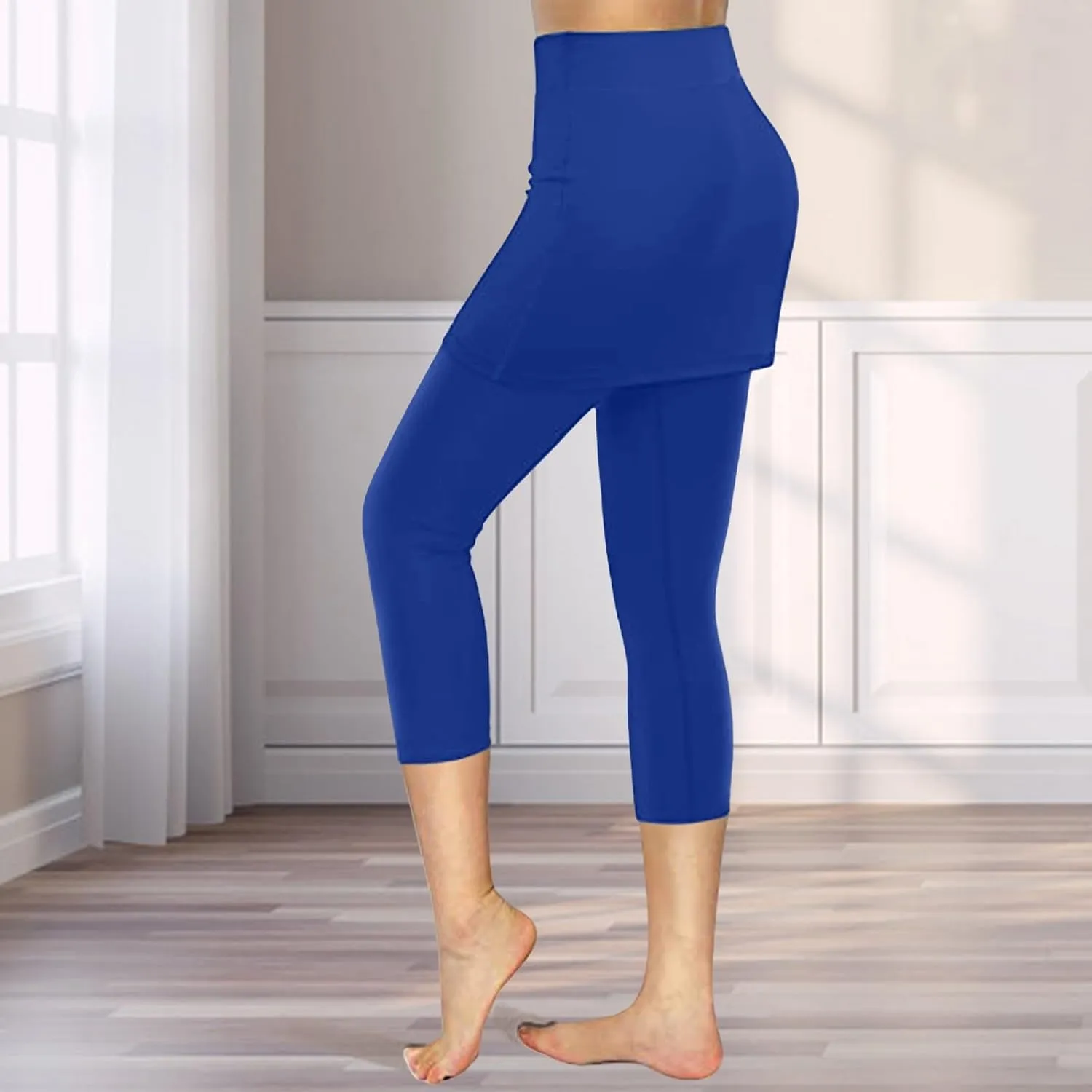 Skirted Leggings for Women Athletic Pickleball Tennis Skorts Capris Elastic Waist Workout Gym Yoga Legging with Skirt