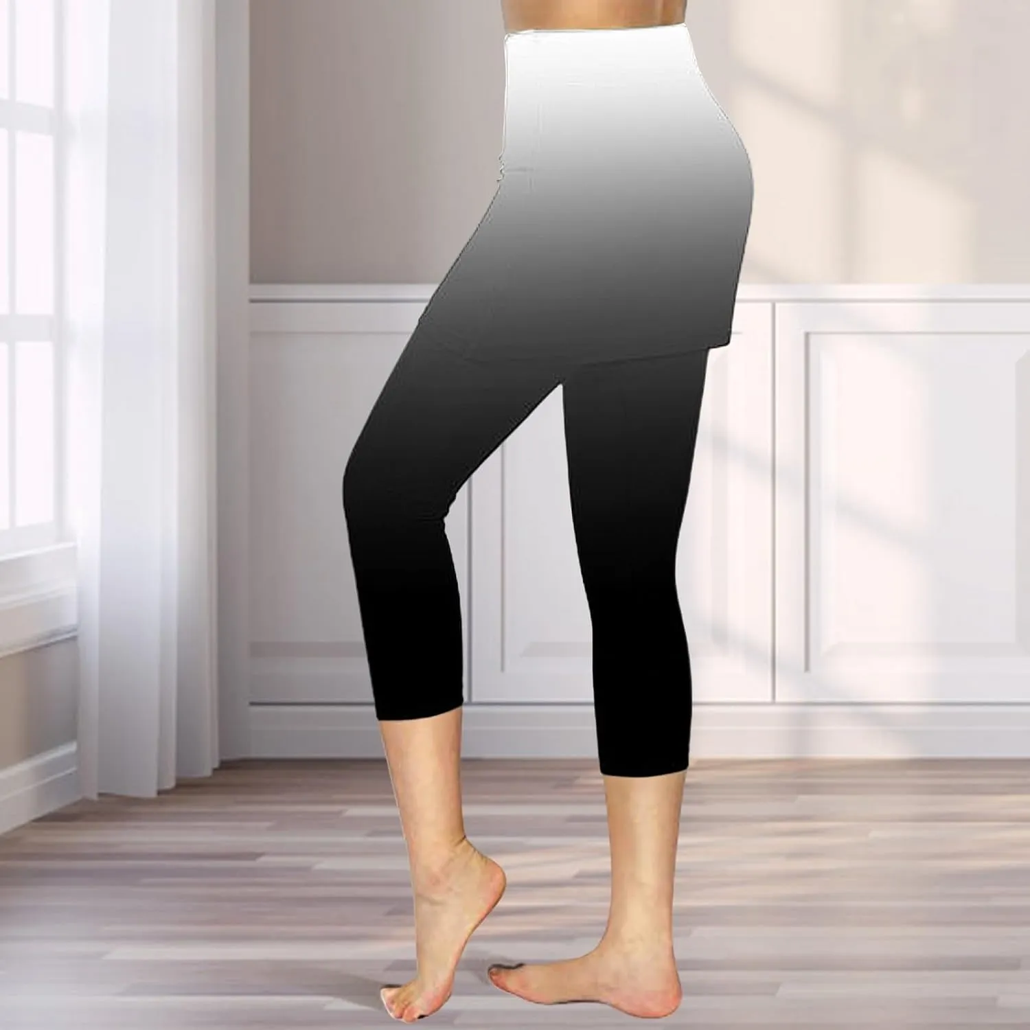 Skirted Leggings for Women Stretchy Tennis Golf Pickleball Skorts Summer Capris Gym Workout Yoga Legging with Skirts