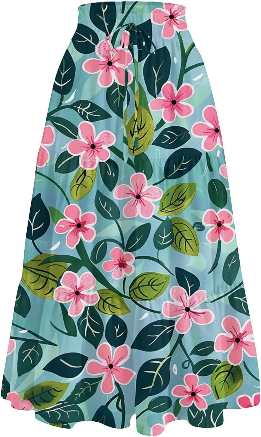 Skirts for Girls High Waist Flowy Maxi Skirt A-Line Long Skirt Boho Summer