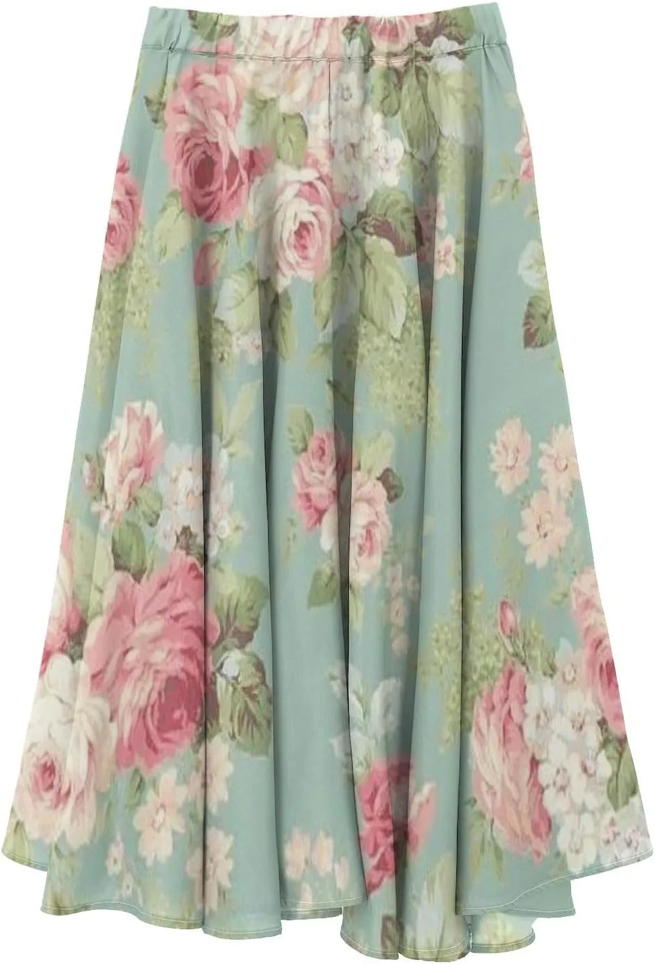 Skirts for Women Trendy Summer Fall Retro Floral Art Linen Elastic High Waist Tiered Long Maxi Skirt with Pockets