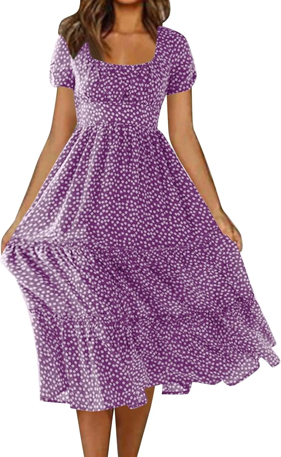 Spring Dresses for Women Floral Maxi Dress Beach Vacation Clothes Short Sleeve Casual Summer Ruffled Flowy Sundresses