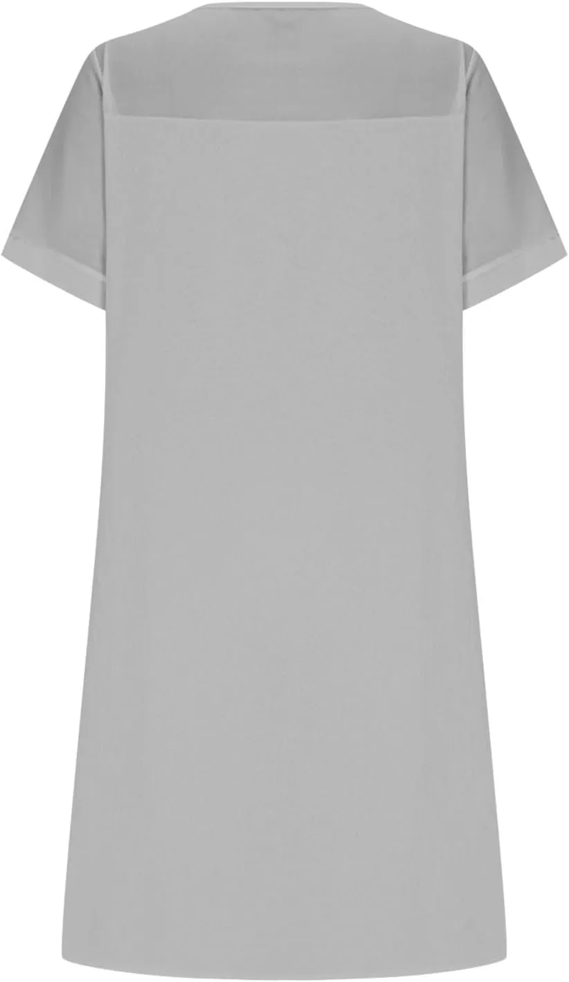 Summer Dresses for Women 2025 Short Sleeve Crewneck Casual Shirt Dress Spring Flowy Sun Dress