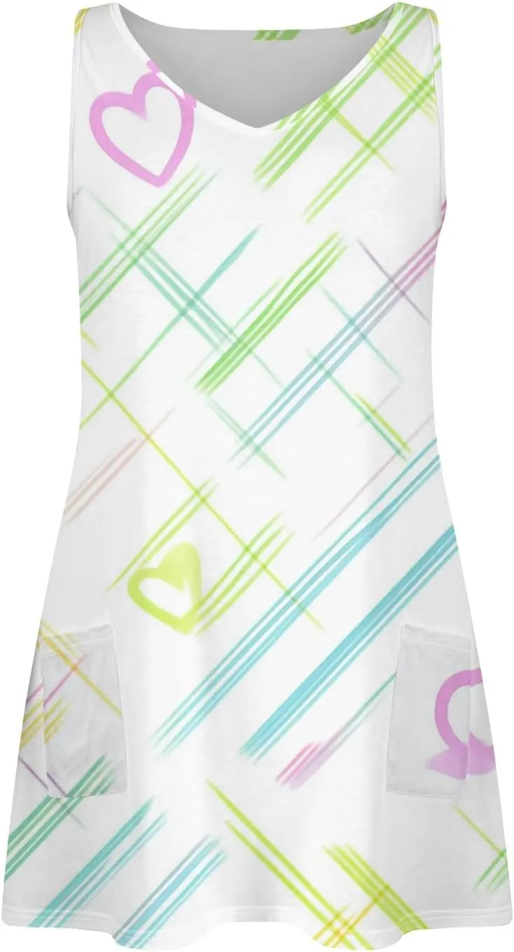 Summer Dresses for Women Casual Sleeveless Boho Beach Dress Floral Print Round Neck Tank Dress with Pockets