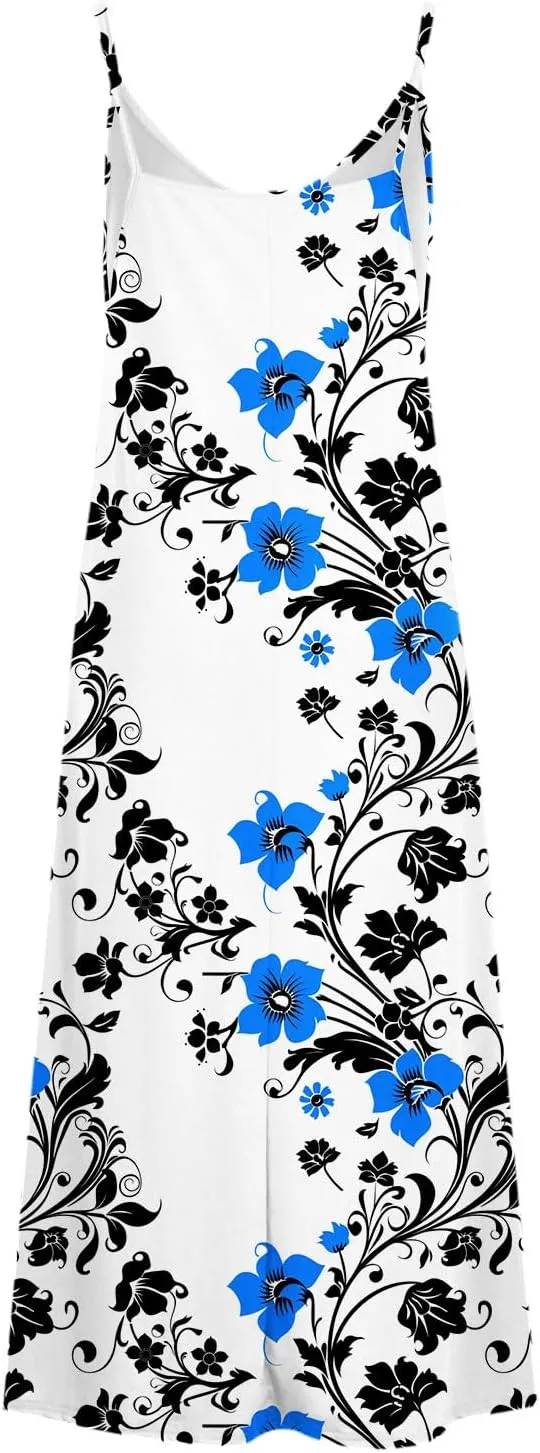 Summer Maxi Dresses for Women 2024 Sexy Floral Slip Dress Trendy Long V Neck Sun Dress Casual Summer Beach Vacation Outfits