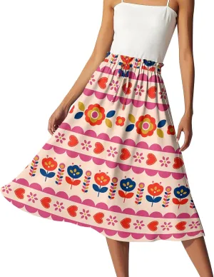 Summer Maxi Skirt for Women High Waist Flowy A-Line Long Skirt Boho Style