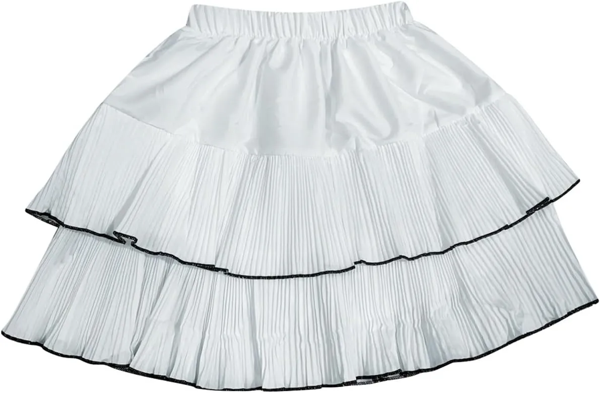 Summer Skirts for Vacation High Elastic Waist Solid Loose Double Ruffle Hem Comfy Casual Pleated Short Skirts for Women