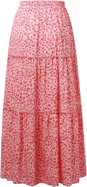 Summer Skirts for Women 2025 Vacation Trendy High Elastic Waist Bohemian Floral Print Loose Pleated Boha Maxi Skirts
