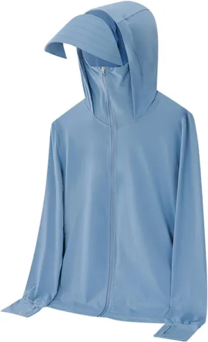 Sun Protection Outdoor for Men Lightwight Full Zip Hooded Jacket Long Sleeve Fishing Hiking Shirts Coats