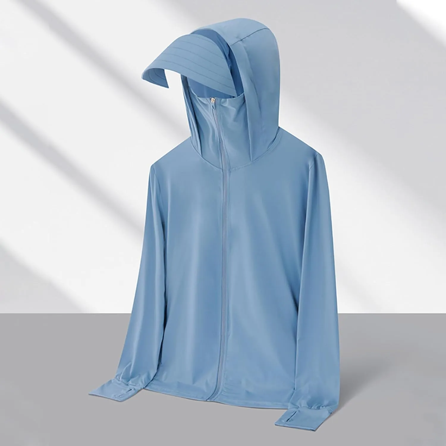 Sun Protection Outdoor for Men Lightwight Full Zip Hooded Jacket Long Sleeve Fishing Hiking Shirts Coats