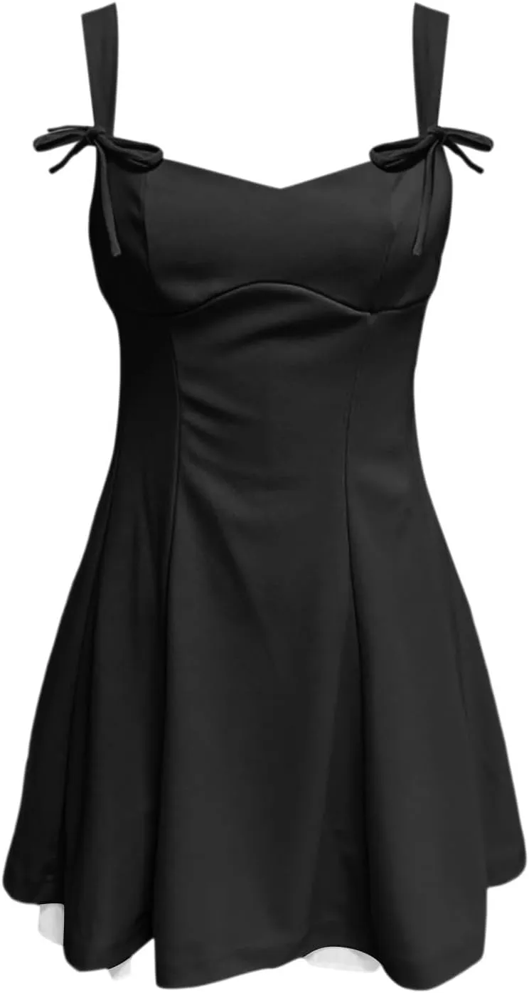 Sundresses for Teen Girls Comfy Summer Backless Adjustable Spaghetti Straps A Line Linen Mini Dress Homecoming Sun Dress