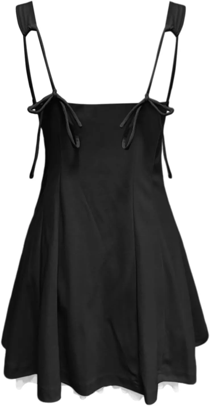 Sundresses for Teen Girls Comfy Summer Backless Adjustable Spaghetti Straps A Line Linen Mini Dress Homecoming Sun Dress