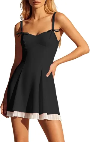 Sundresses for Teen Girls Comfy Summer Backless Adjustable Spaghetti Straps A Line Linen Mini Dress Homecoming Sun Dress