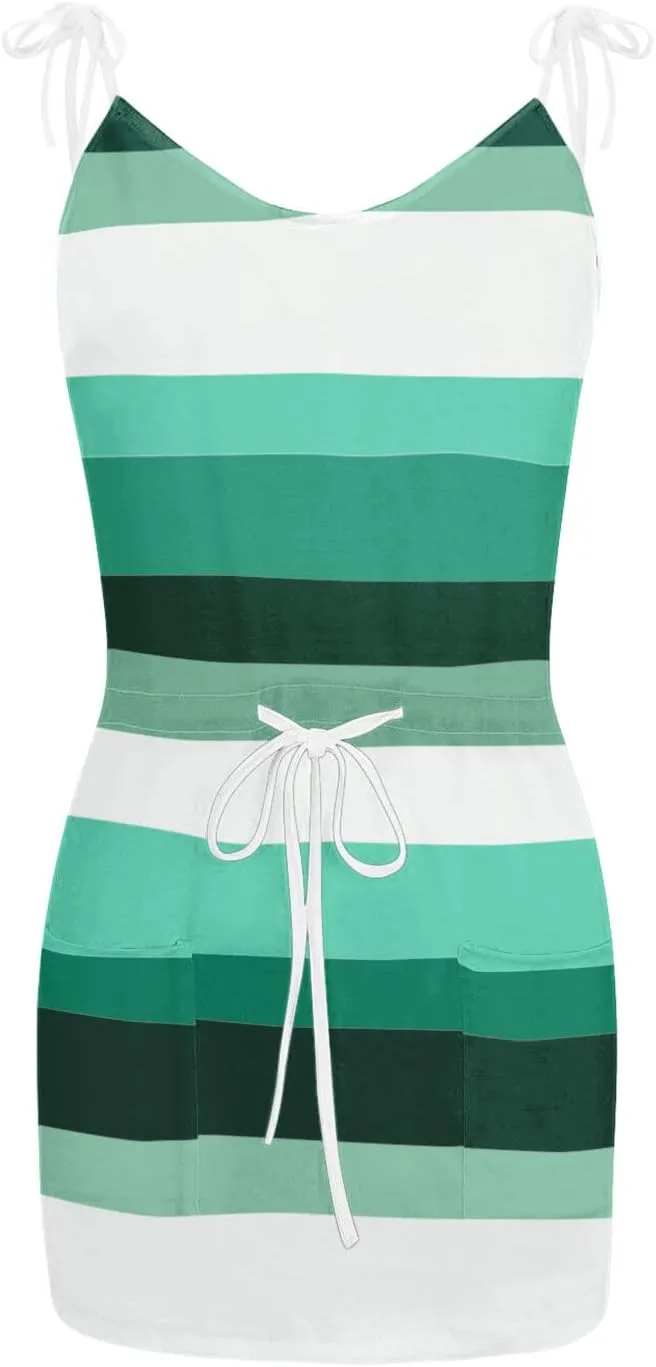 Sundresses for Women 2025 Cute Preppy Adjustable Spaghetti Straps Tie Waist Mini Boho Dress Sexy Homecoming Outfits