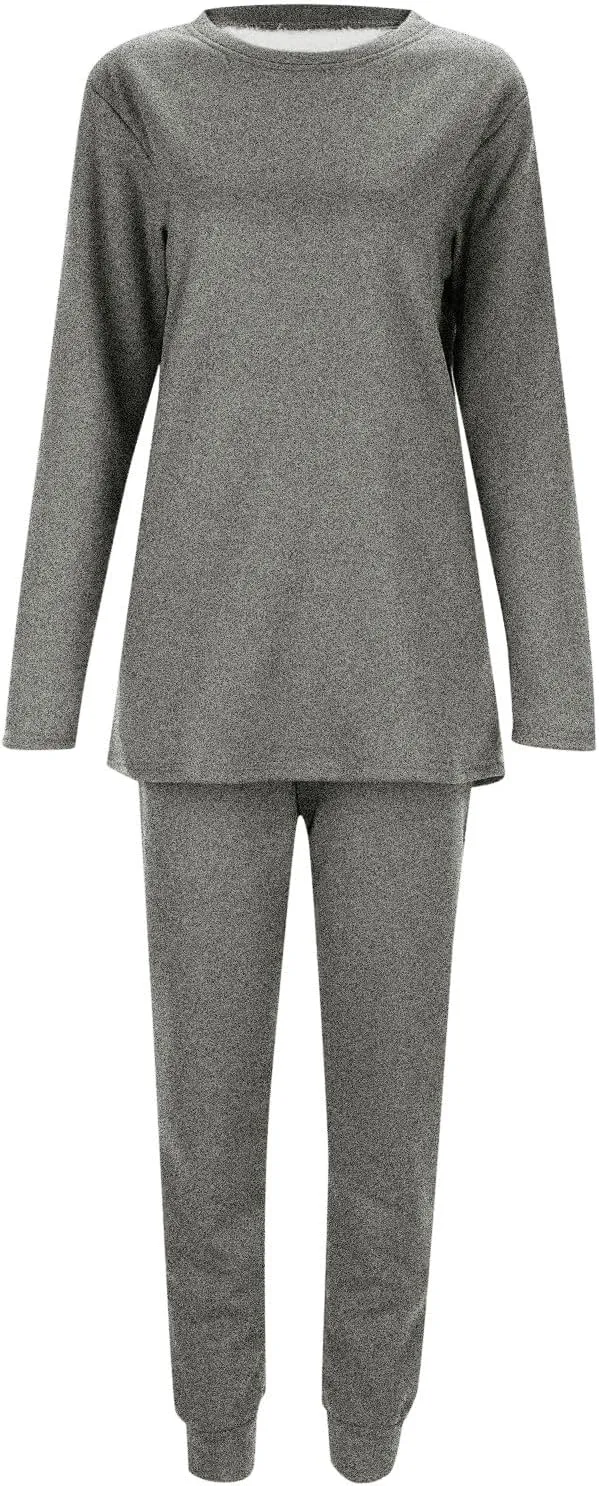Sunward Women's Sherpa Fleece Lined 2 Piece Set Winter Warm Loungewear Sets Cashmere Soft Pullover Sweatshirt Jogger Pants