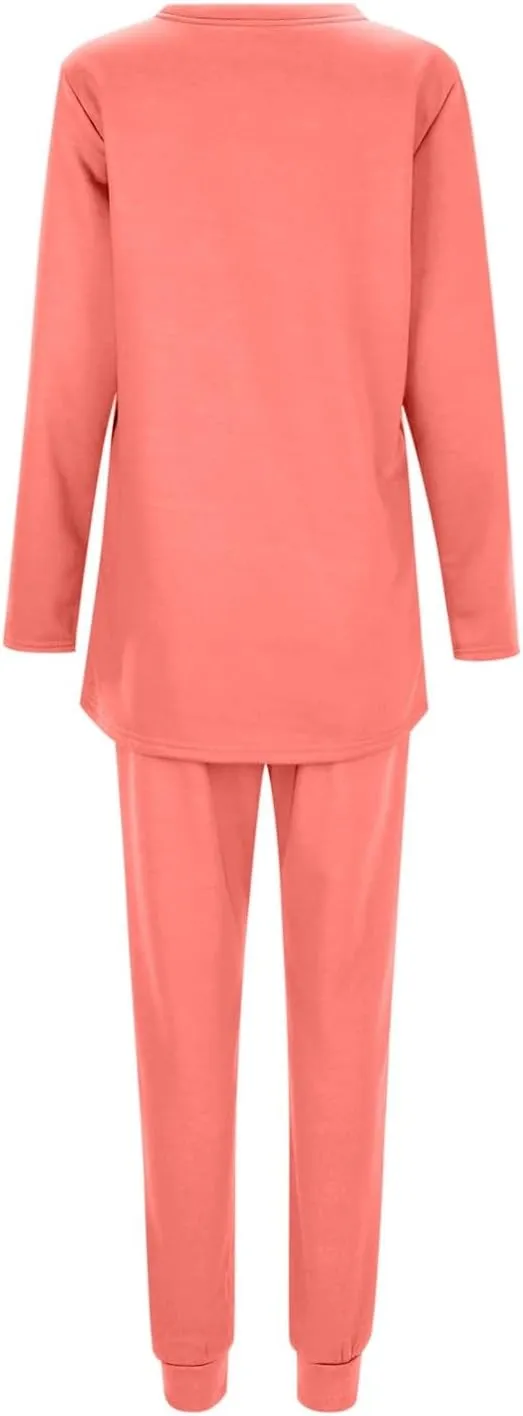 Sunward Women's Sherpa Fleece Lined 2 Piece Set Winter Warm Loungewear Sets Cashmere Soft Pullover Sweatshirt Jogger Pants