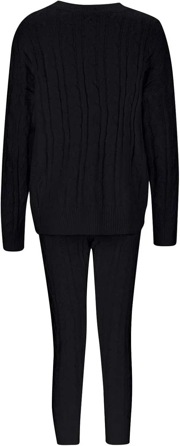 Sweater Sets for Women Two Piece Outfits Tracksuit Long Sleeve Knit Pullover Tops and Long Pants Sweatsuit Lounge Set