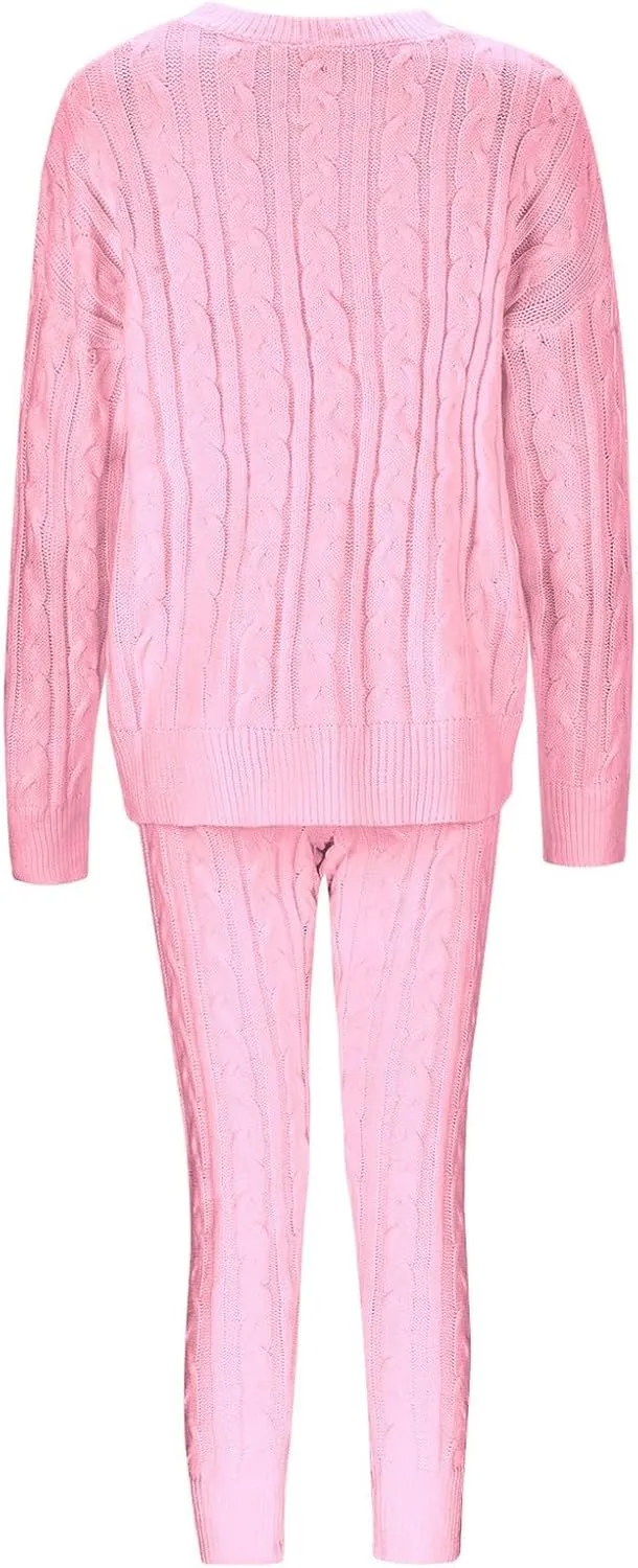 Sweater Sets for Women Two Piece Outfits Tracksuit Long Sleeve Knit Pullover Tops and Long Pants Sweatsuit Lounge Set