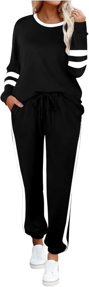Sweatsuit for Women Long Sleeve Lightweight Lounge Sets Loose Fit Two Piece Tracksuit Loungewear Jogger Set