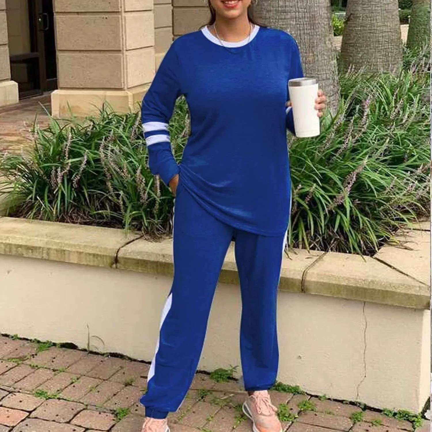 Sweatsuit for Women Long Sleeve Lightweight Lounge Sets Loose Fit Two Piece Tracksuit Loungewear Jogger Set
