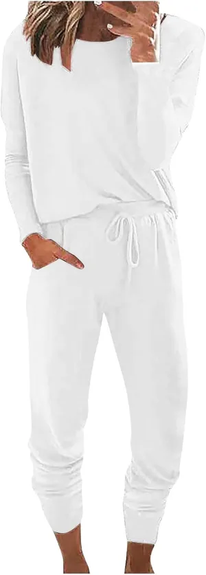 Sweatsuit for Women Long Sleeve Lightweight Lounge Sets Loose Fit Two Piece Tracksuit Loungewear Jogger Set