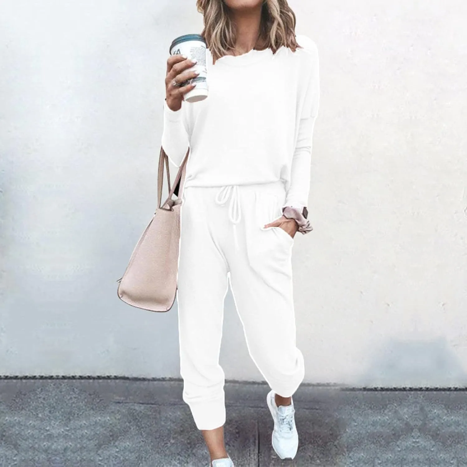 Sweatsuit for Women Long Sleeve Lightweight Lounge Sets Loose Fit Two Piece Tracksuit Loungewear Jogger Set