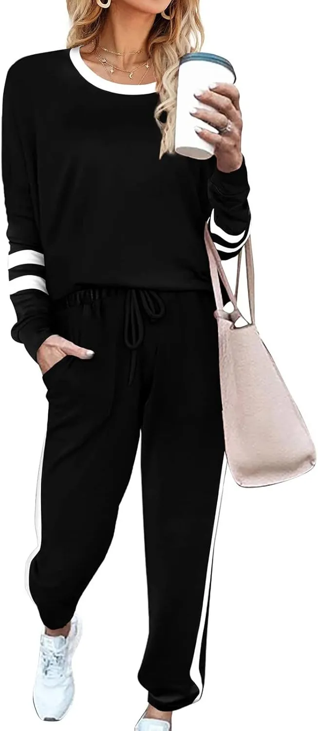 Sweatsuit for Women Long Sleeve Lightweight Lounge Sets Loose Fit Two Piece Tracksuit Loungewear Jogger Set