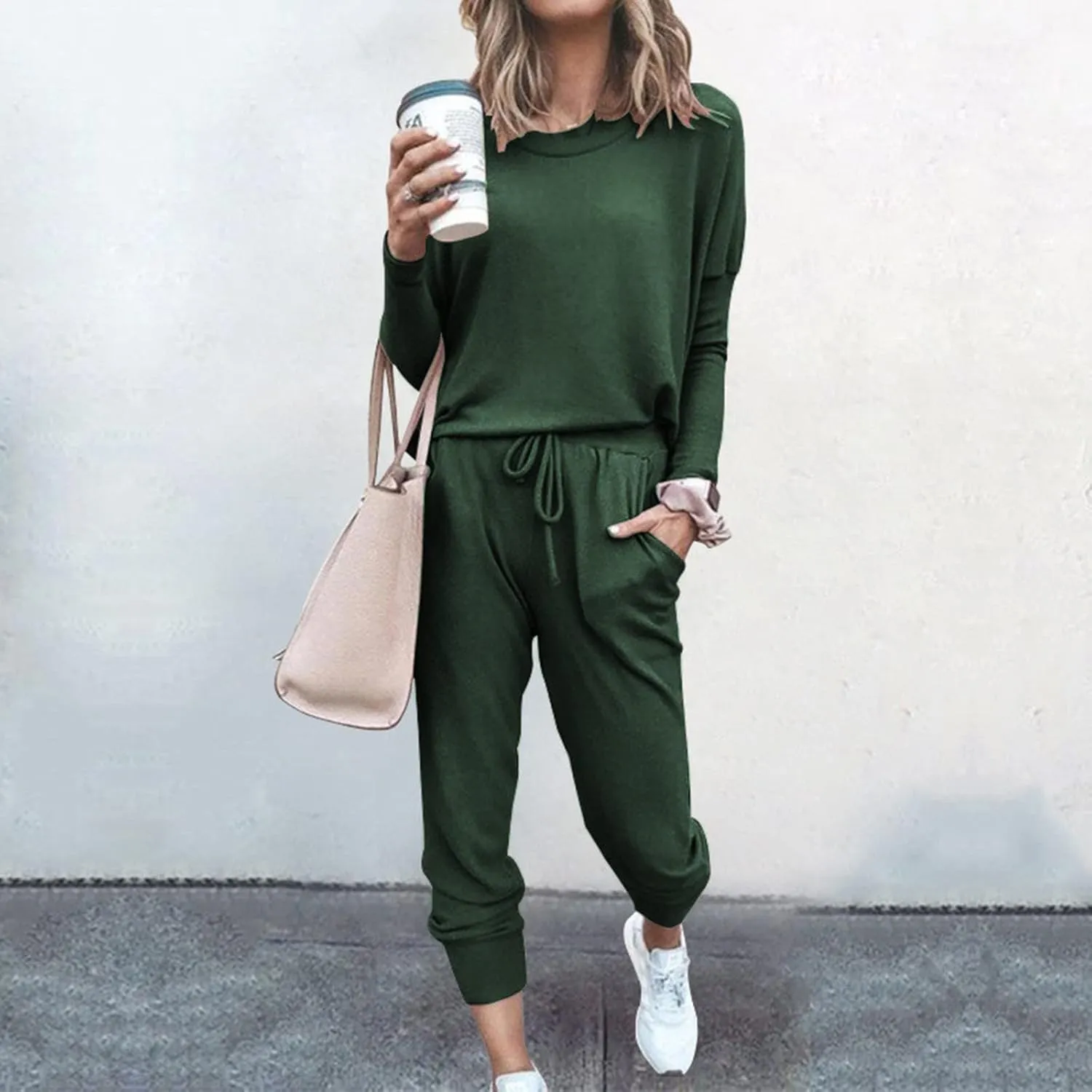Sweatsuit for Women Long Sleeve Lightweight Lounge Sets Loose Fit Two Piece Tracksuit Loungewear Jogger Set